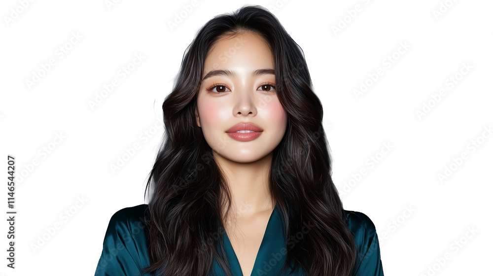 Portrait of a Woman with Long Hair in Elegant Dress on Transparent Background Portrait of a Woman with Long Hair in Elegant Dress on Transparent Background