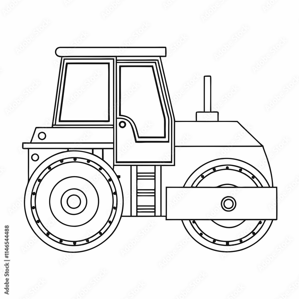 Road Roller Outline Vector Design Road Roller Outline Vector Design