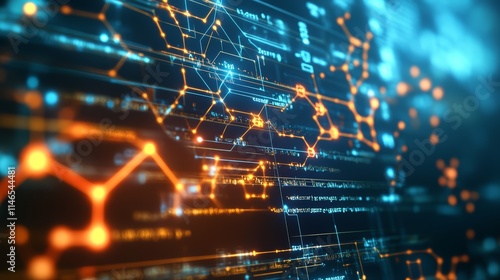 Technology Background with Glowing Network Connections and Data