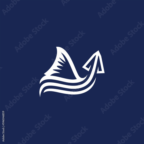 elegant, simple and modern fish hunter logo