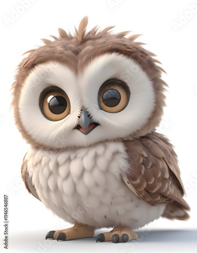 cute baby owl in white background photo