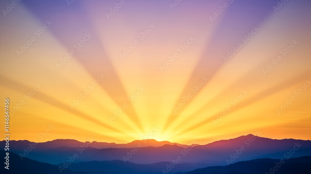 Fototapeta premium Golden Rays Illuminate Majestic Mountain Peaks at Sunrise