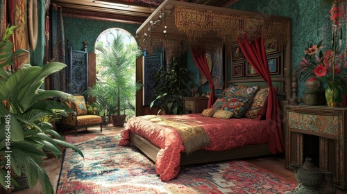 luxurious bohemian bedroom interior design photo