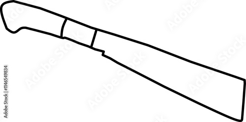 vector illustration of an old rusty machete protected on a white background. Old antique machete. In Indonesia, this tool is called a "parang" and its function is to split coconuts, split bamboo
