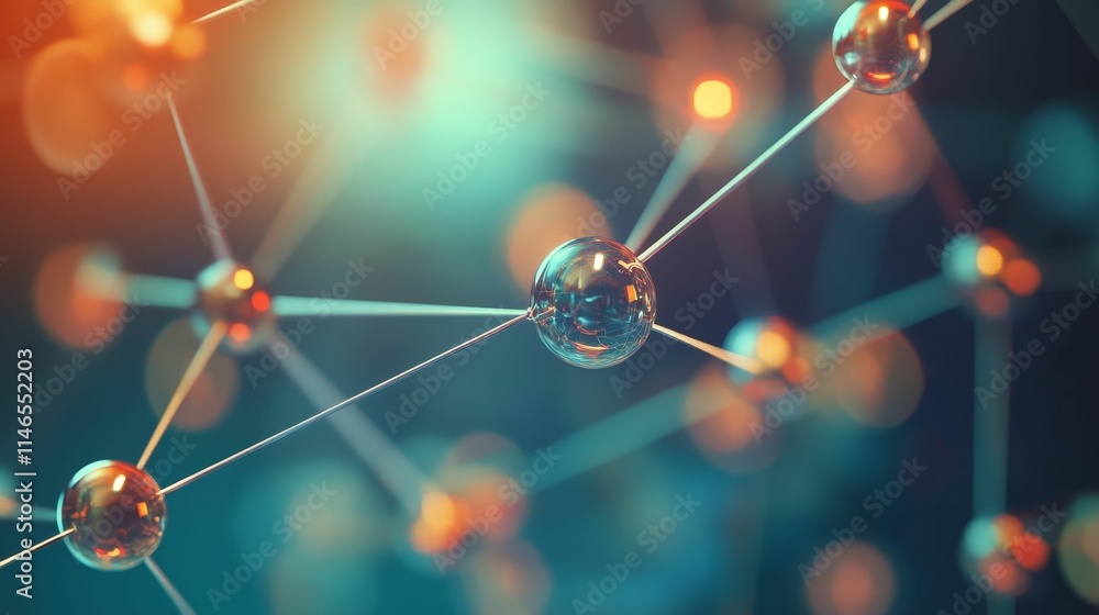 Abstract network; glowing spheres, connected lines. Abstract network; glowing spheres, connected lines.