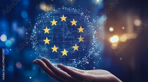 Digital Globe in Hand with Abstract Data Connections