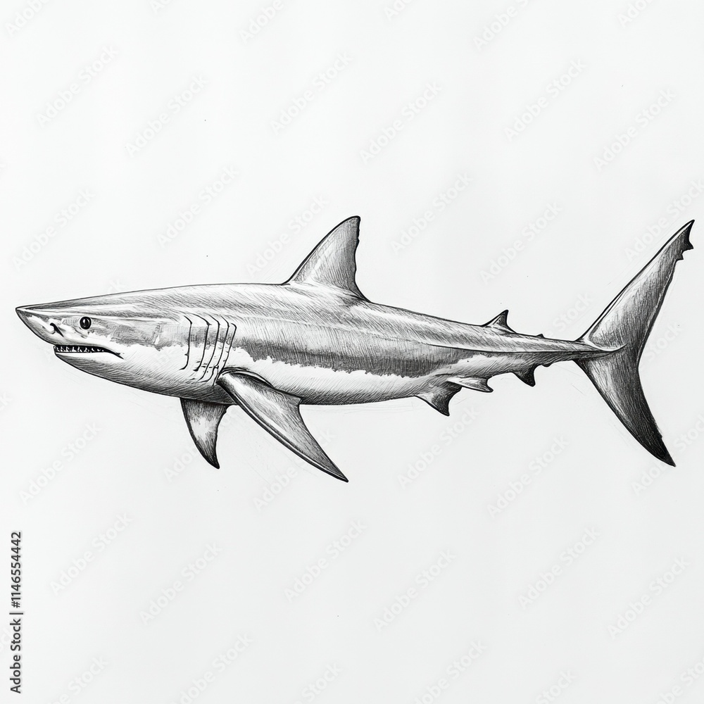 custom made wallpaper toronto digitala pencil sketch mako shark