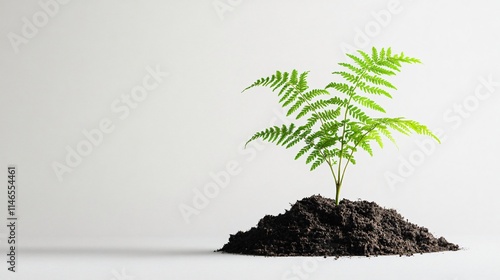 Wallpaper Mural Fern Sprout: New Life Emerging from Earth. Green Growth on White Background Torontodigital.ca