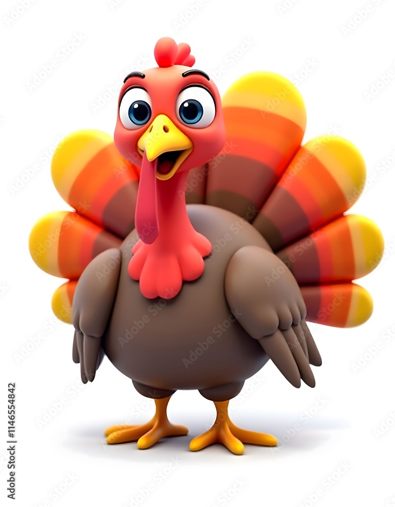 Fototapeta premium turkey 3D cartoon white background isolated