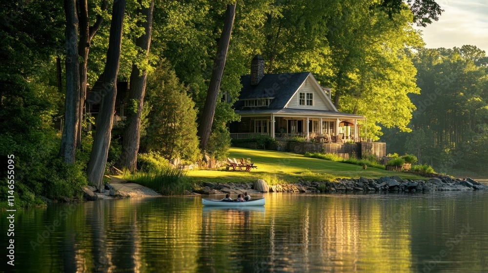Obraz premium lakeside house tranquility