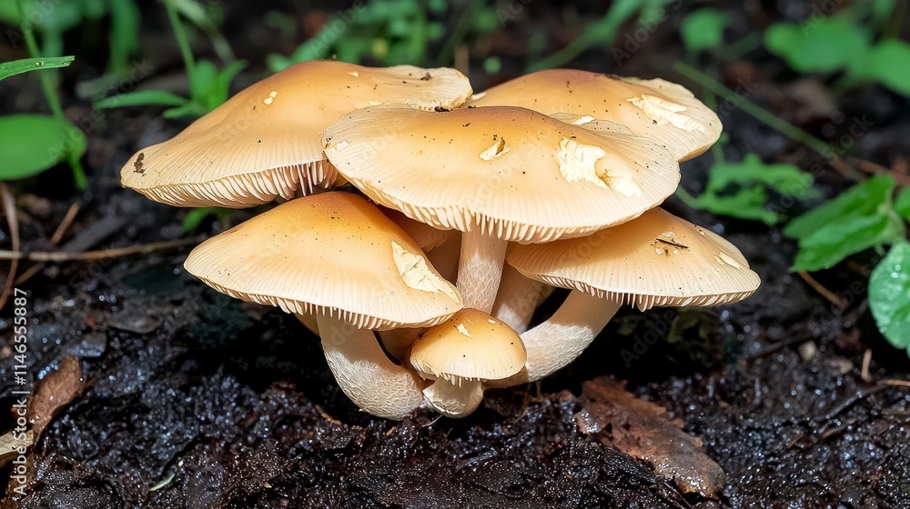 Edible cep mushrooms forest foraging concept. Mushrooms growing in a forest environment on damp soil. Edible cep mushrooms forest foraging concept. Mushrooms growing in a forest environment on damp soil.