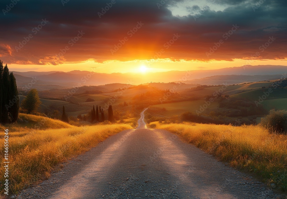 Sunset in the Italian countryside Sunset in the Italian countryside