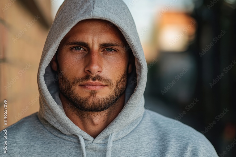This image features a man in a grey hoodie, capturing a blend of strength and serenity, with a peaceful expression that draws viewers into his thoughtful world. This image features a man in a grey hoodie, capturing a blend of strength and serenity, with a peaceful expression that draws viewers into his thoughtful world.