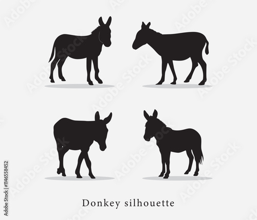  vector hand drawn donkey silhouette