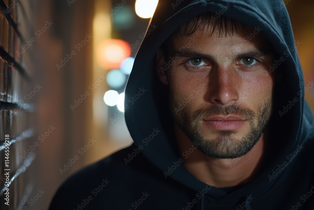 A young man in a hoodie gazes seriously into the distance, captured in a dynamic urban setting that enhances the atmosphere of reflection and strength. A young man in a hoodie gazes seriously into the distance, captured in a dynamic urban setting that enhances the atmosphere of reflection and strength.