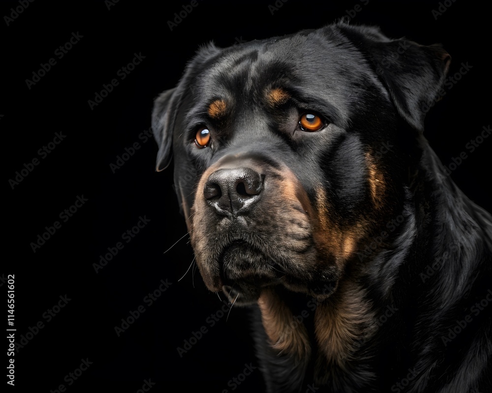 portrait of a black dog with black background portrait of a black dog with black background