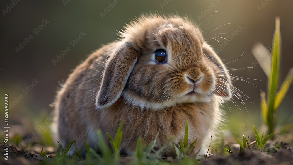 Adorable Baby Rabbit With Curious Eyes Gazing Playfully In A Garden Adorable Baby Rabbit With Curious Eyes Gazing Playfully In A Garden