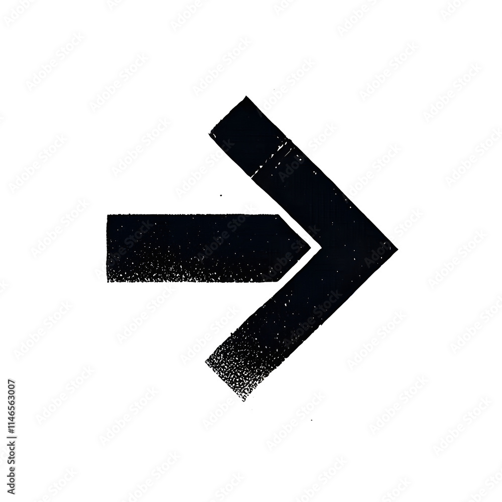 Fototapeta premium Black and white arrow icon showing direction and movement, isolated on transparent background.