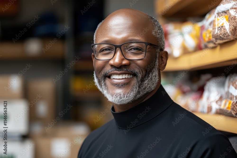 This image features a smiling clergyman in a serene indoor setting, highlighting a sense of peace and community spirit amidst objects stacked on shelves. This image features a smiling clergyman in a serene indoor setting, highlighting a sense of peace and community spirit amidst objects stacked on shelves.