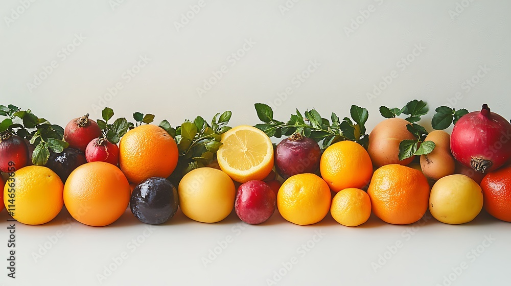 Close-up of fresh fruits a natural setting for healthy living Close-up of fresh fruits a natural setting for healthy living