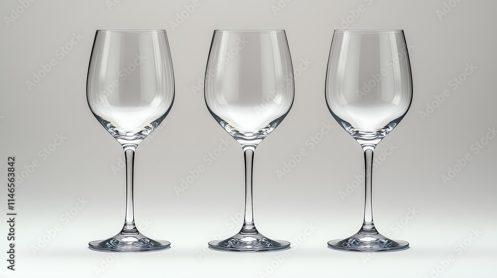 Rectangular-shaped wine glasses on the light background. Rectangular-shaped wine glasses on the light background.