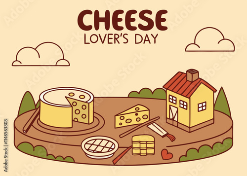 Cheese Lovers Day text banner. inscription card National Cheese Day, january 20th. Vector illustration isolated on solid background.