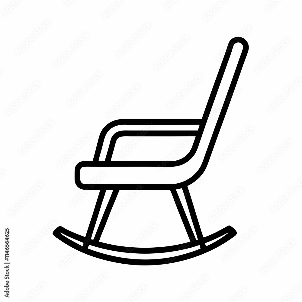 Simple Minimalist Rocking Chair Outline Vector Design Simple Minimalist Rocking Chair Outline Vector Design