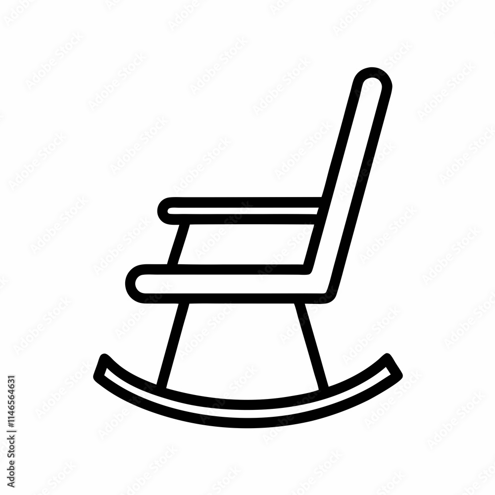 Simple Minimalist Rocking Chair Outline Vector Design Simple Minimalist Rocking Chair Outline Vector Design