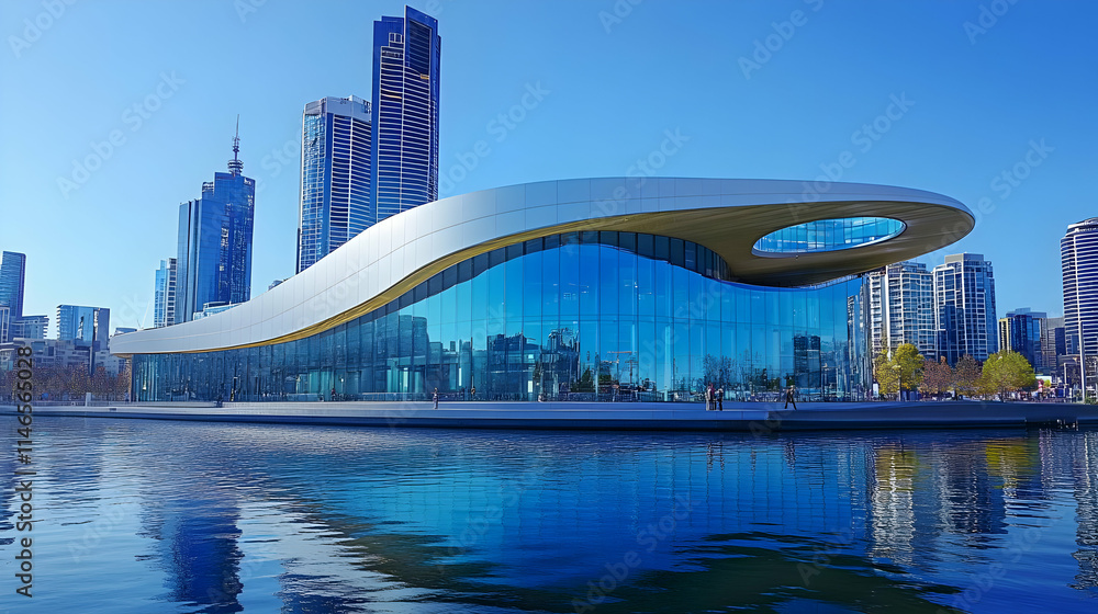 Fototapeta premium Modern Building Waterfront Photo