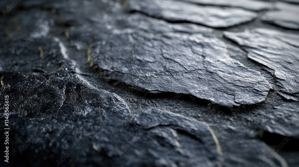 Close-up of dark, textured slate rock surface. Close-up of dark, textured slate rock surface.