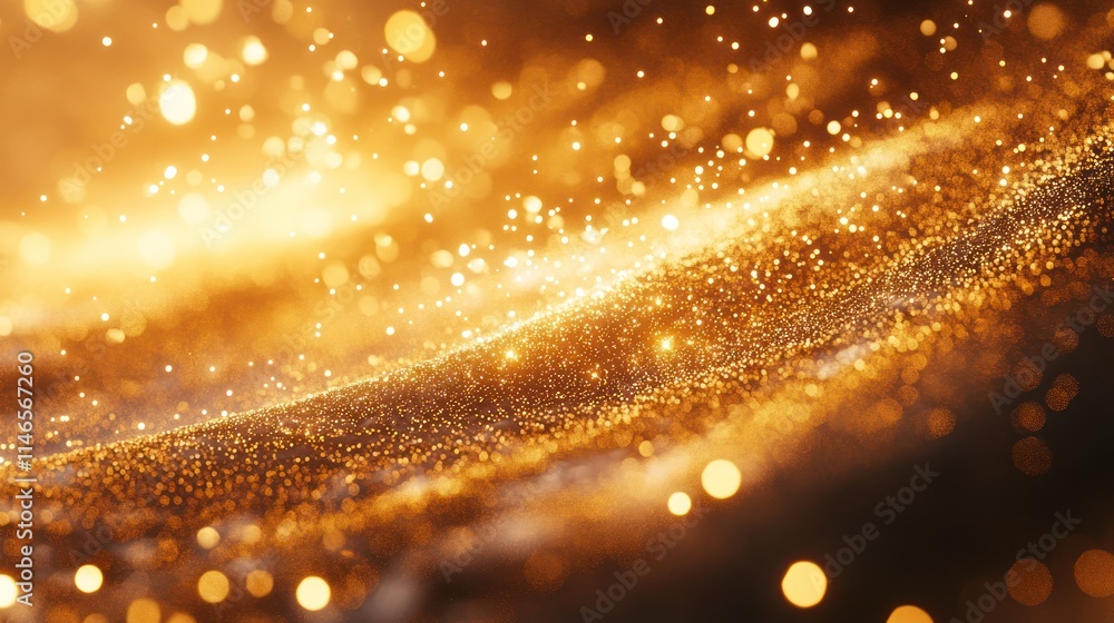 Golden glittering particles wave abstract background. Golden glittering particles wave abstract background.