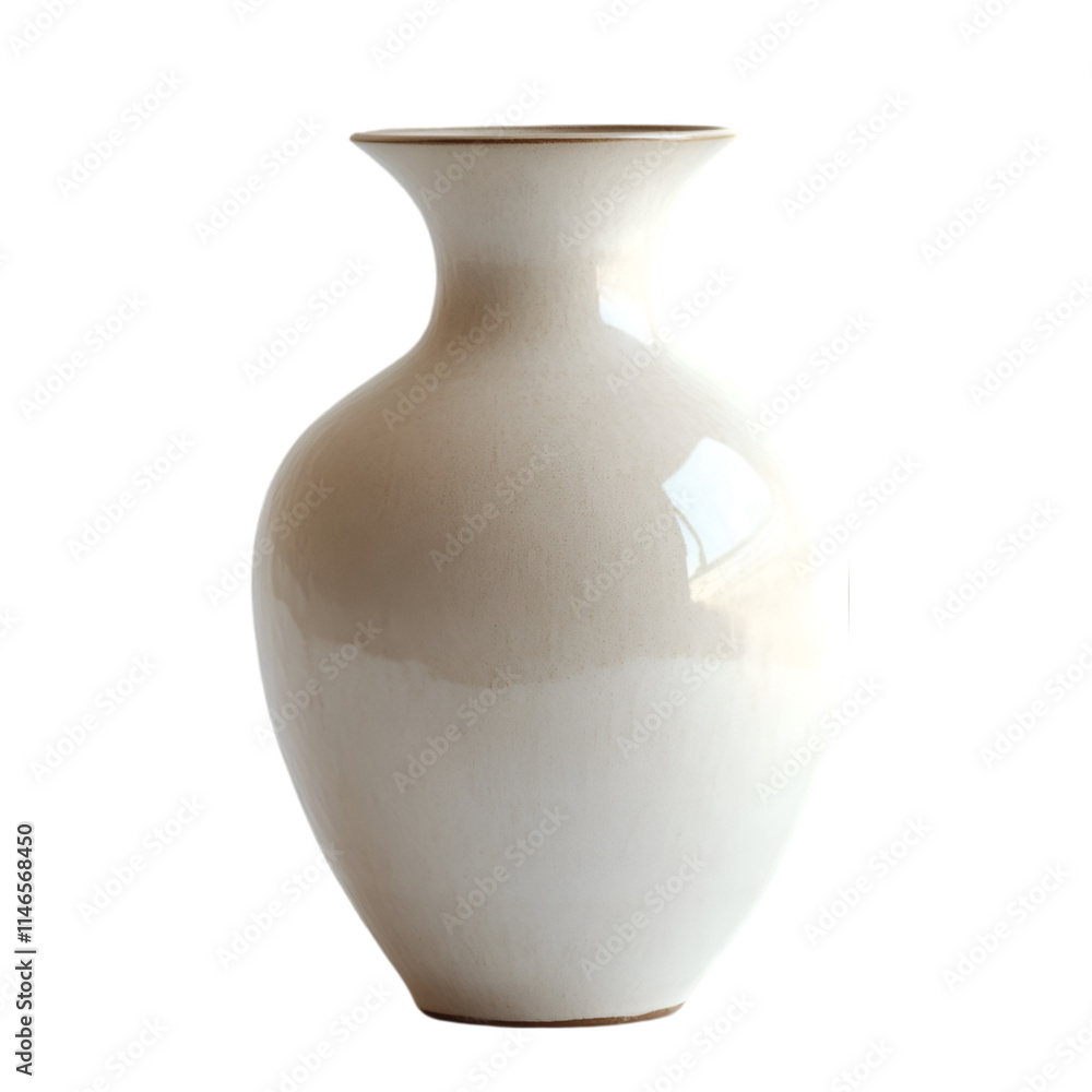 Elegant Ceramic Vase in Neutral Hues for Stylish Home Decor isolated on white background Elegant Ceramic Vase in Neutral Hues for Stylish Home Decor isolated on white background
