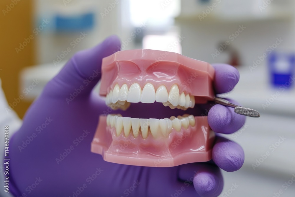 Demonstration of Human Dental Anatomy Using a Model Featuring Upper and Lower Jaws with Realistic Teeth for Educational Purposes in Dentistry and Oral Health Training Demonstration of Human Dental Anatomy Using a Model Featuring Upper and Lower Jaws with Realistic Teeth for Educational Purposes in Dentistry and Oral Health Training