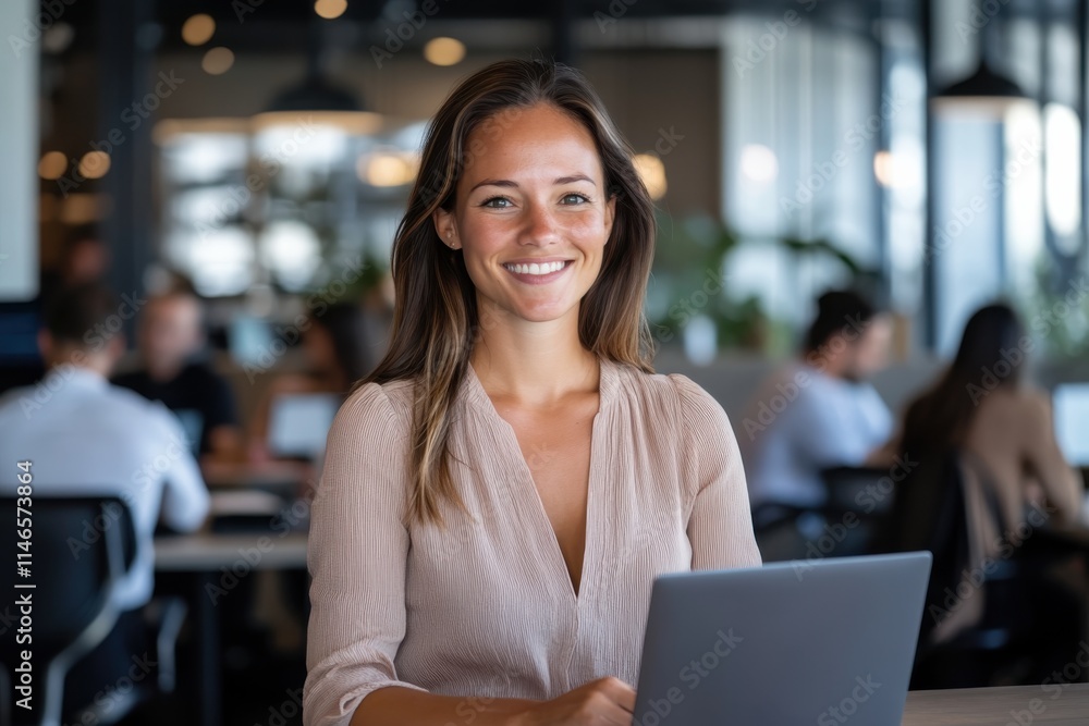 A cheerful young woman works on her laptop in a modern cafe environment, radiating positivity and engagement, perfectly blending productivity with casual ambiance. A cheerful young woman works on her laptop in a modern cafe environment, radiating positivity and engagement, perfectly blending productivity with casual ambiance.