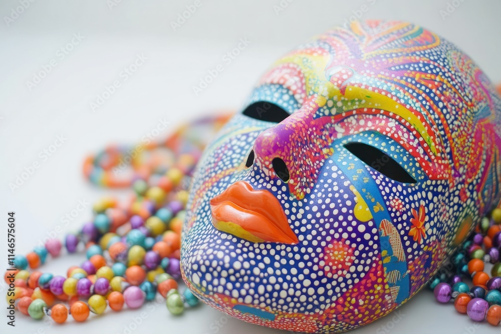 Naklejka premium Vibrant Mardi Gras Mask with Colorful Patterns