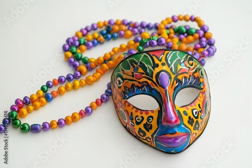 Colorful Mardi Gras Mask with Beads photo