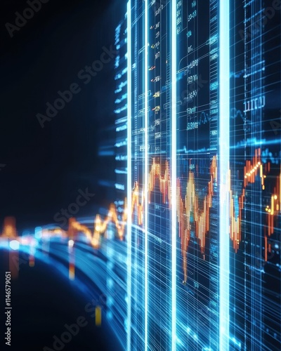 Wallpaper Mural Futuristic financial dashboard displaying market trends digital space infographic view innovative data visualization Torontodigital.ca