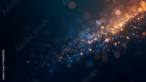 Abstract dark blue bokeh background. Generative Ai.