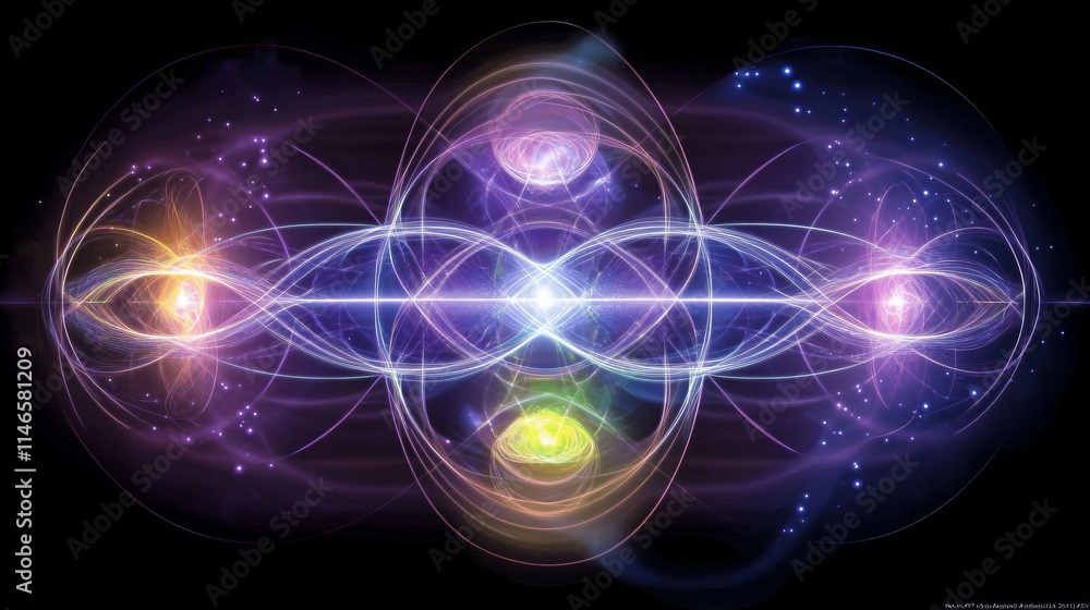 Obraz premium Interconnected Energy Fields A Cosmic Dance of Light