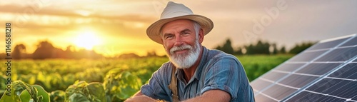Elderly farmers are embracing sustainable practices, shown by the installation of solar panels on their greenhouse, promoting renewable energy sources in agriculture This transition to green energy