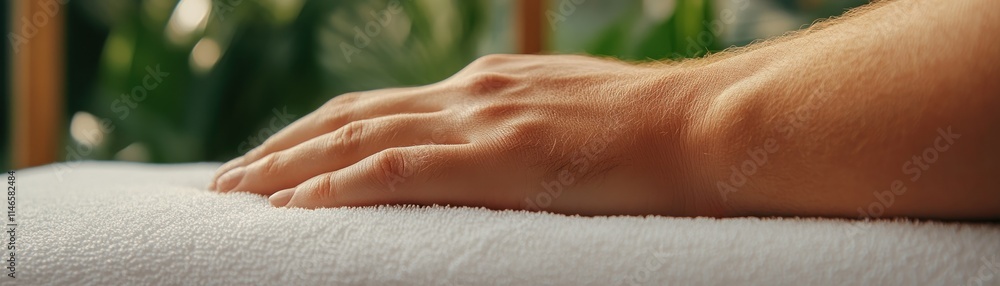 Fototapeta premium Experience the gentle massage capturing touch and flow, where fluid connection between therapist and client creates a holistic healing environment This serene image embodies the delicate art of