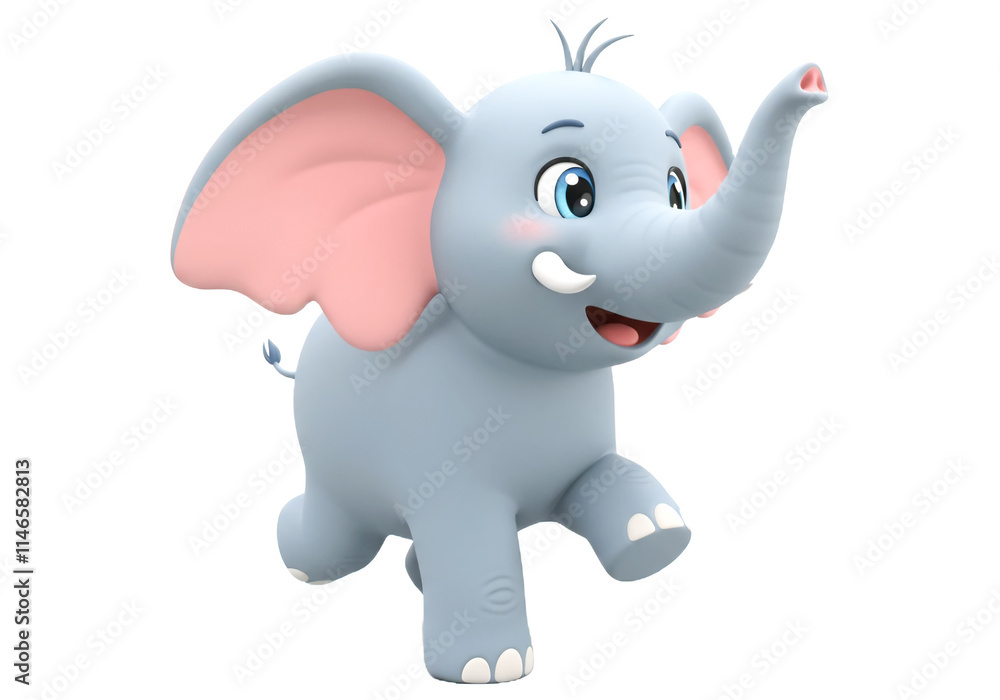 Running Cartoon Elephant Character Running Cartoon Elephant Character