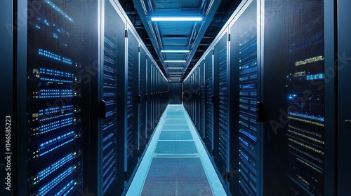 Plakat modern server room data center interior