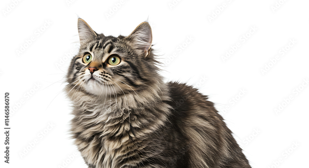 Fluffy Longhair Cat Adorable Pet Studio Shot White Background Fluffy Longhair Cat Adorable Pet Studio Shot White Background