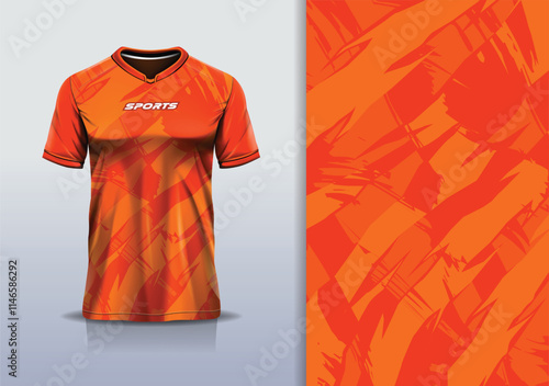 Sport jersey template mockup texture grunge rustic abstract vector design for football soccer, racing, running, e sports, red orange yellow color