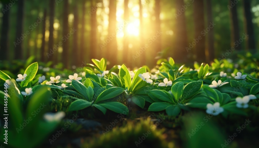 Explore the serenity of a lush forest glade bathed in soft sunlight, where delicate wildflowers bloom, this image embodies nature's idyllic tranquility A perfect scene for nature lovers Experience Explore the serenity of a lush forest glade bathed in soft sunlight, where delicate wildflowers bloom, this image embodies nature's idyllic tranquility A perfect scene for nature lovers Experience