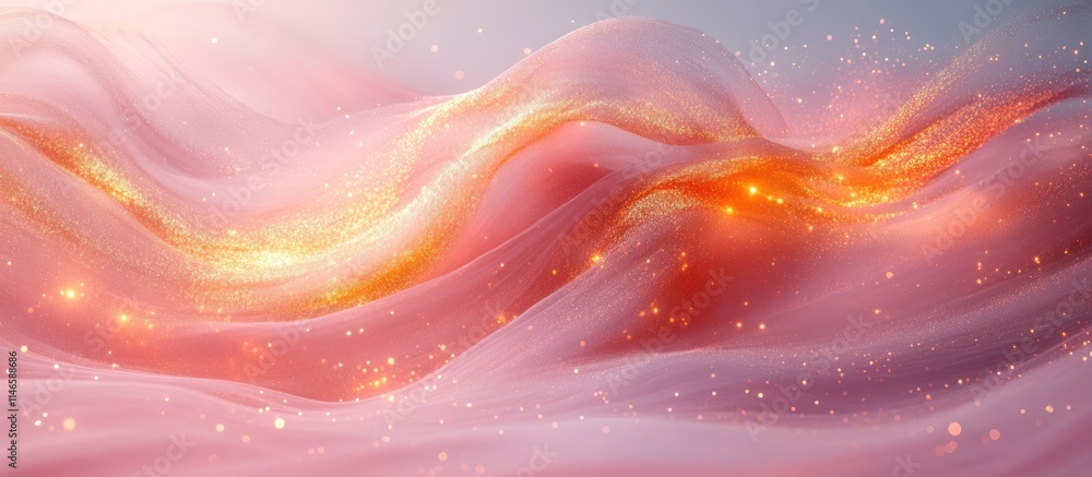 Pink and gold glittering fabric waves. Pink and gold glittering fabric waves.