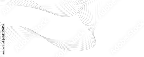 Abstract gray wave dynamic curve lines on transparent background. Energy technology concept modern backdrop design for business, presentation, banner.
