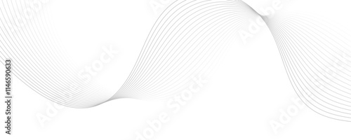 Abstract gray wave dynamic curve lines on transparent background. Energy technology concept modern backdrop design for business, presentation, banner.