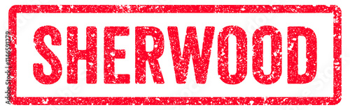 Sherwood Stamp Transparent Seal, Red Grunge Sherwood Word Rubber Stamp Seal